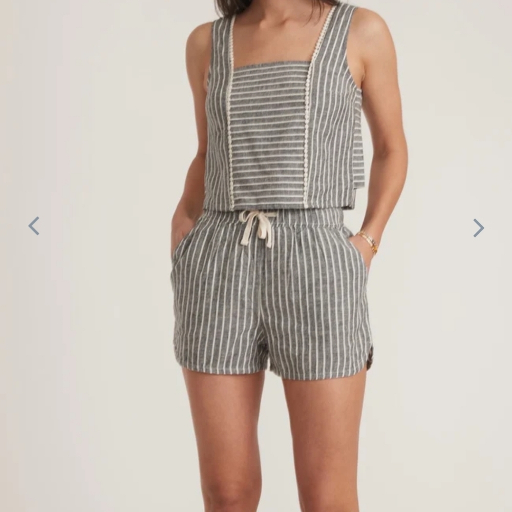 Marine Layer Gray and White Striped Linen Blend Shorts - Picture 2 of 7
